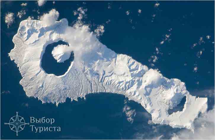 снимок из космоса острова онекотан - курилы